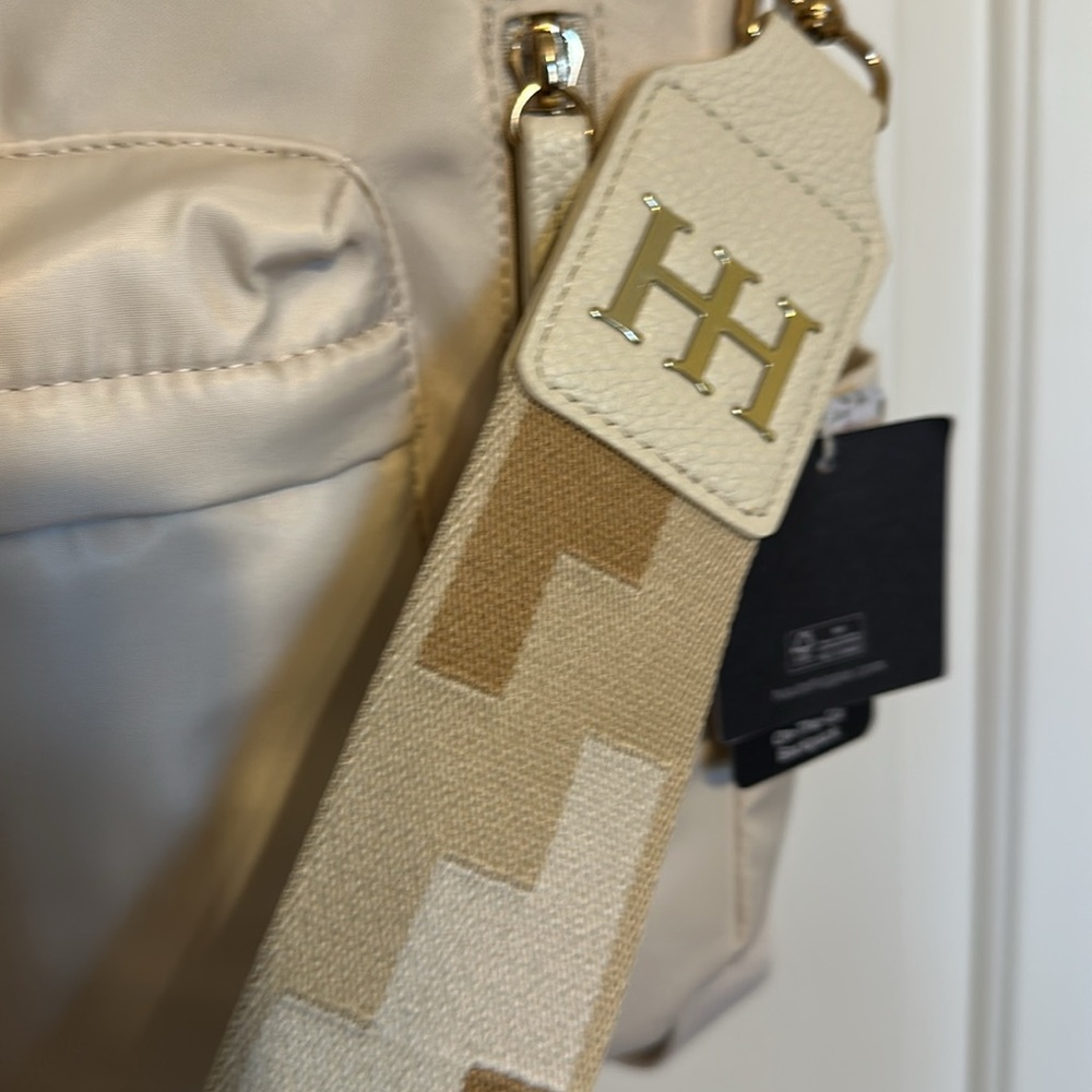 New Haute Hippie Off White On the Go Backpack W Adjustable Straps & Gold Accents - Picture 16 of 16